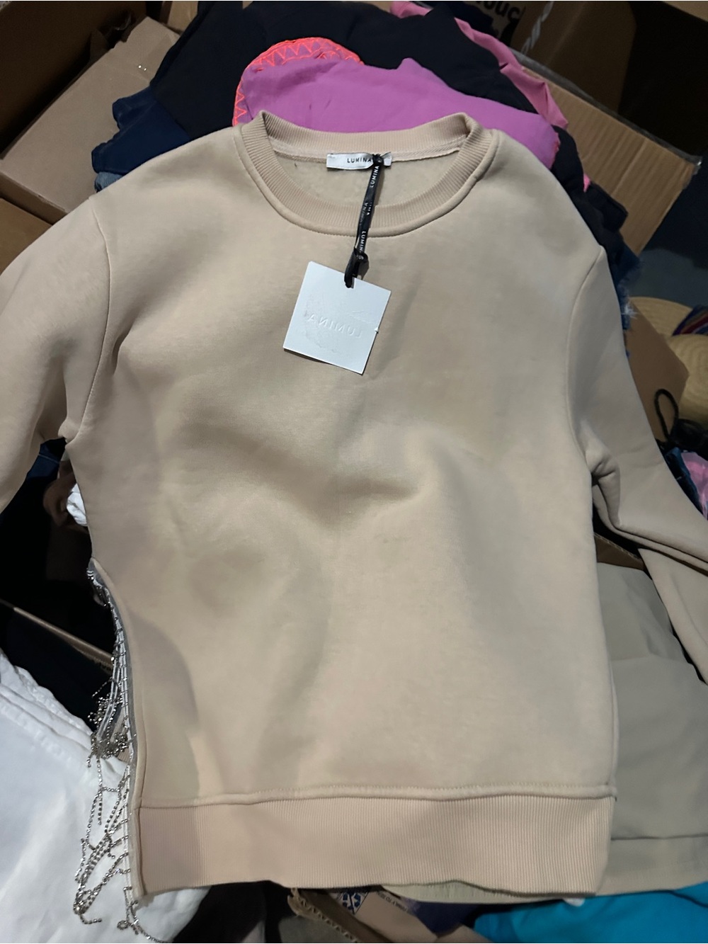 LUV AJ Women's Crewneck Sweatshirt in Beige